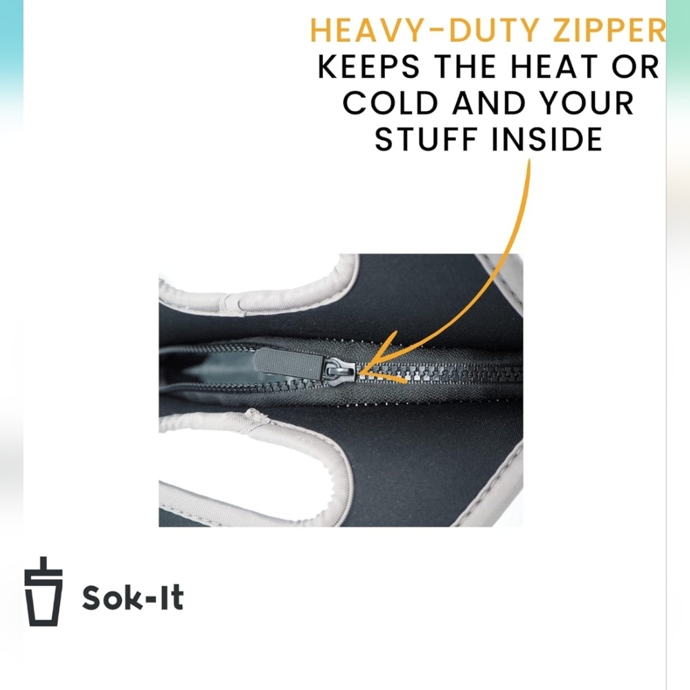 Sok It LunchTote Zippered Bag Insulated Neoprene Caddy (Like Fine China, X-Large - Picture 3 of 6